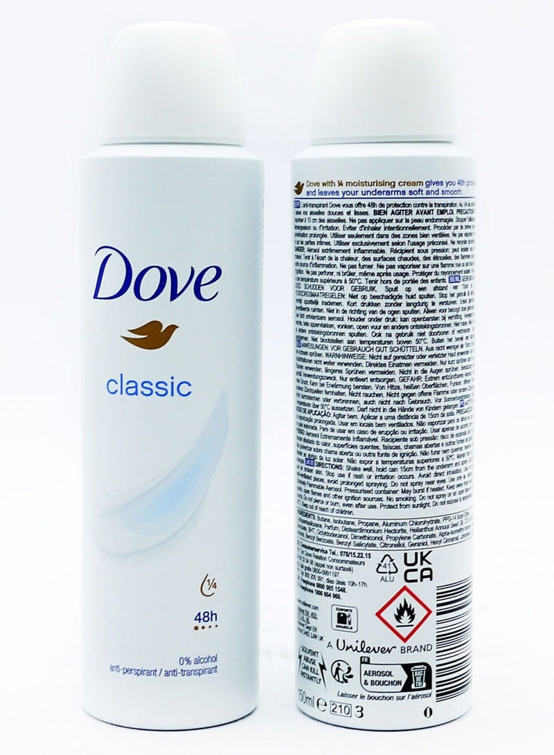 Dove Classic fresh 48h Long Lasting Fragrance moisturizing Cream 0% Alcohol - Image 1
